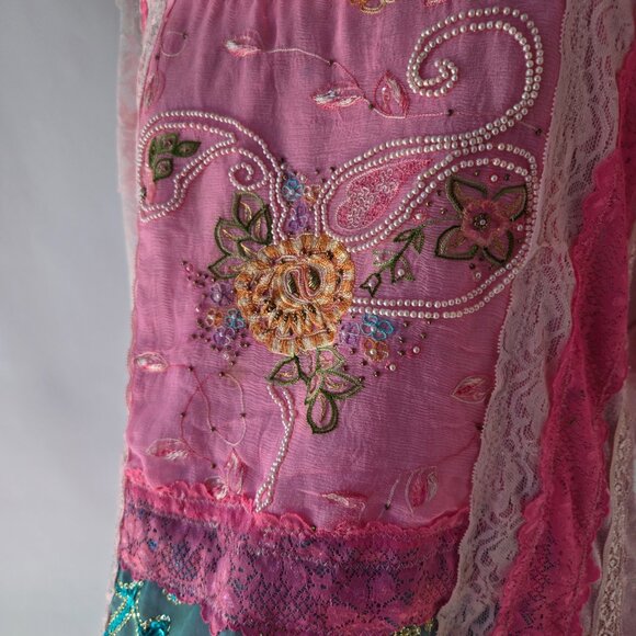 Pink & Aqua Romantic Blouse - Size Large - Picture 4 of 6